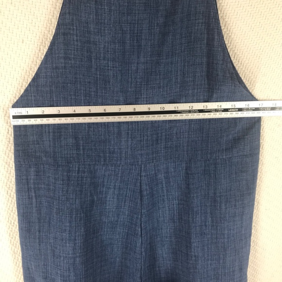 Bibbed overalls one piece jeans chambray denim womens size small wide leg boho - Picture 4 of 4